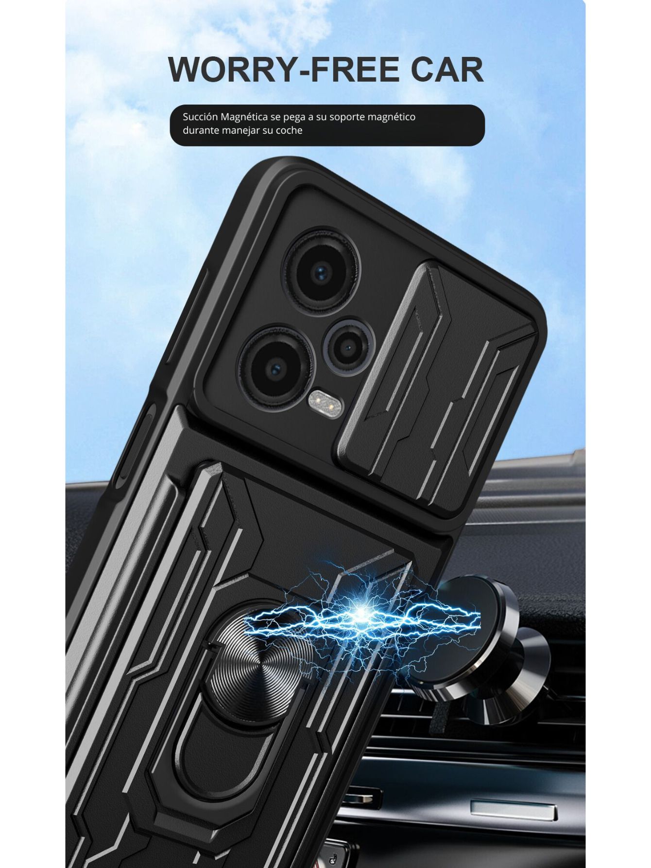 Funda Anillo y Tarjetero Card Slot para Samsung S24 Plus Negro