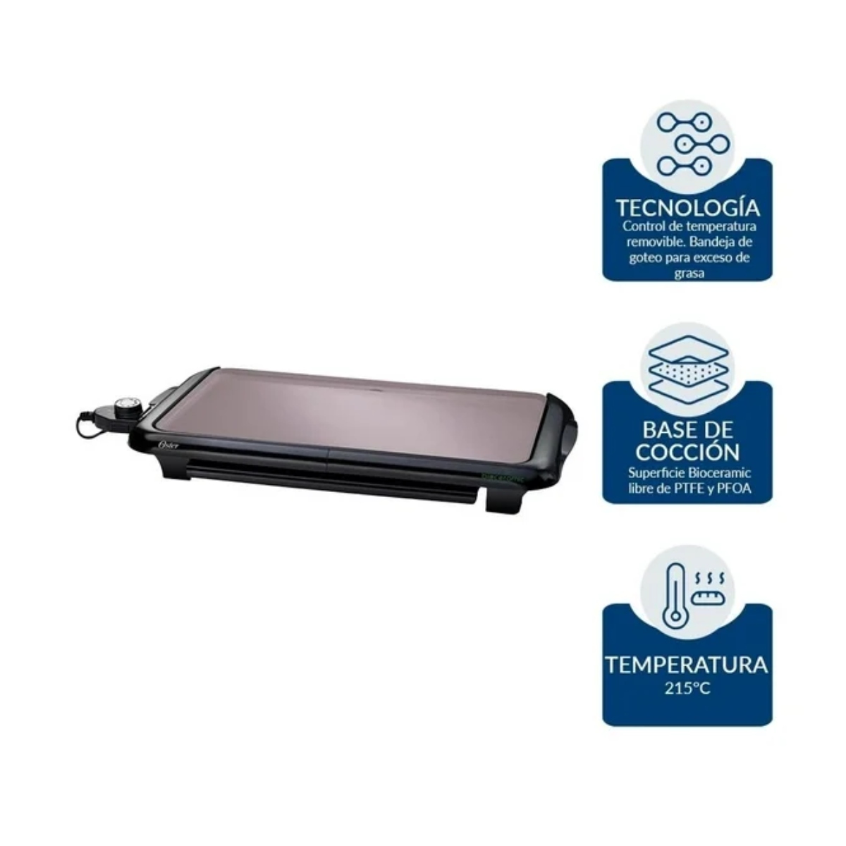 Plancha para Asar Eléctrica Oster Negra
