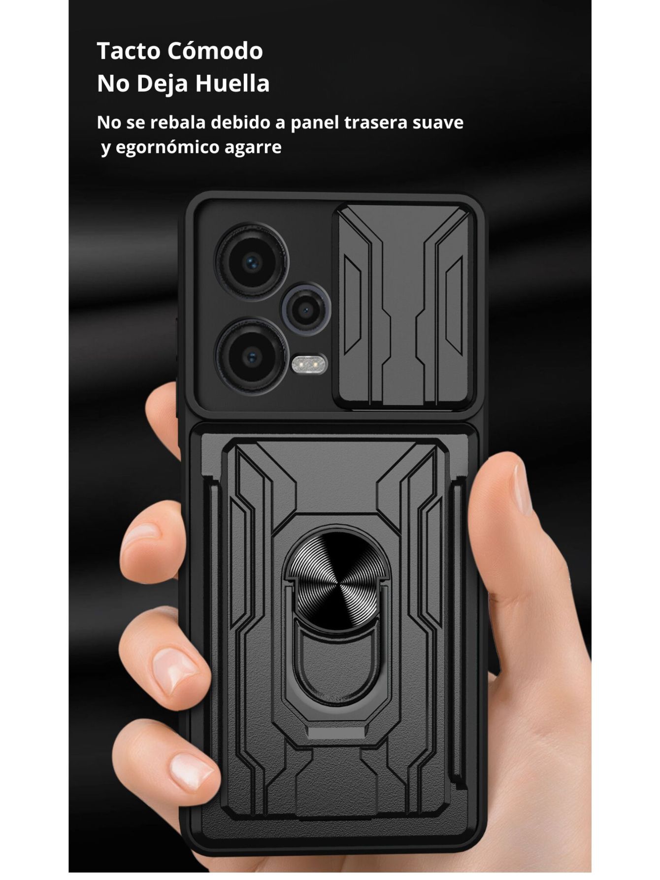 Funda Anillo y Tarjetero Card Slot para Samsung S24 Plus Negro