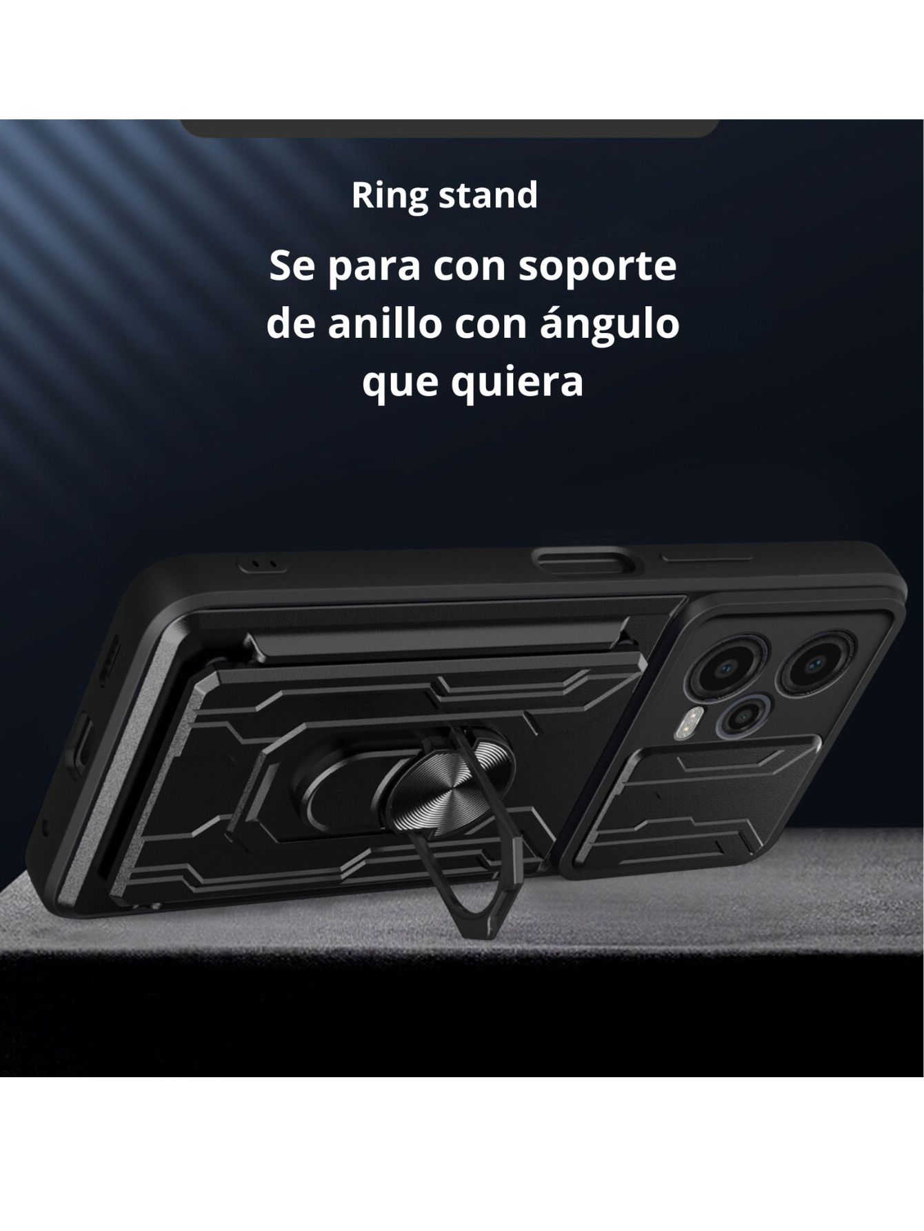 Funda Anillo y Tarjetero Card Slot para Samsung S24 Plus Negro
