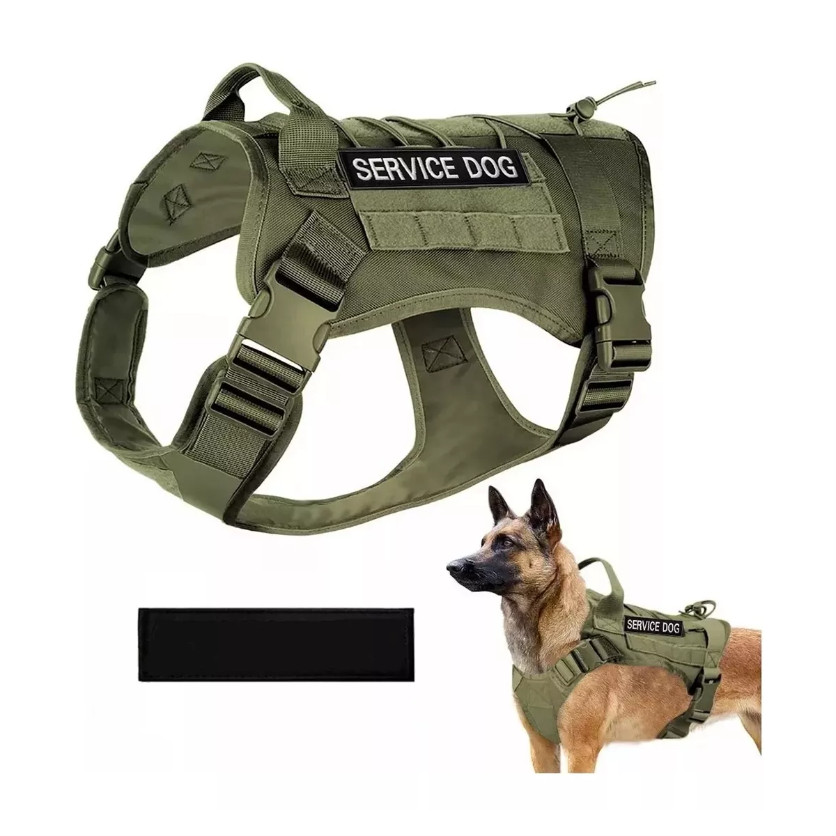 Pechera Táctica Arnés Para Perro Verde Militar Talla G