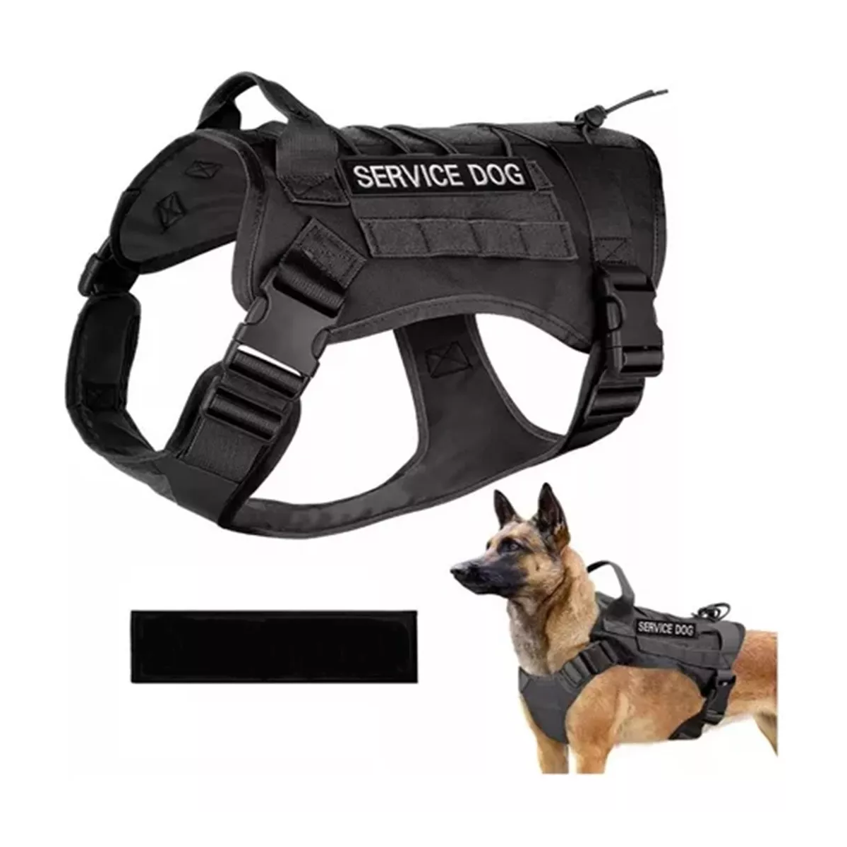 Pechera Táctica Arnés Para Perro Mediano Grande Con Parches Negro Talla G