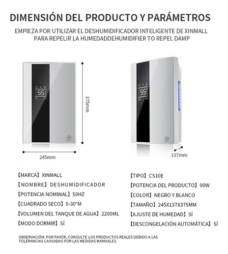 Deshumidificadores Domésticos Remotos Xinmall 2200 M Color Blanco