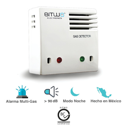 Detector De Gas Lp Natural Humo Y Monoxido De Carbono Bitwo