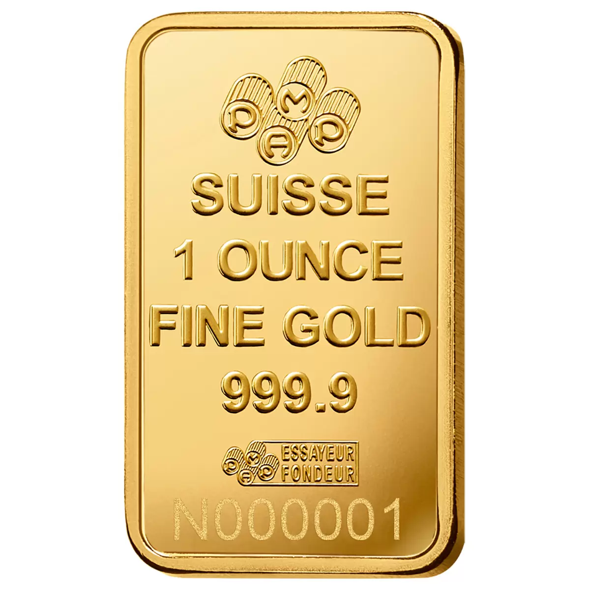 Lingote de Oro puro 1 onza 24 kilates oro ley 999.9 PAMP