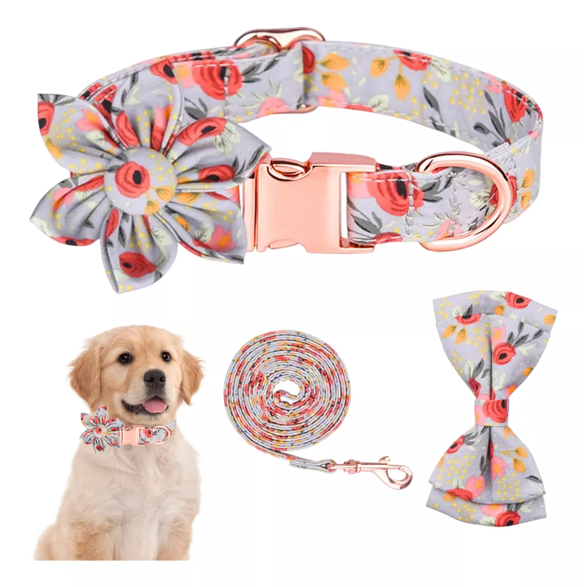 Collar Para Mascotas De Algodón Puro Transpirable Para Perro Verde Talla M