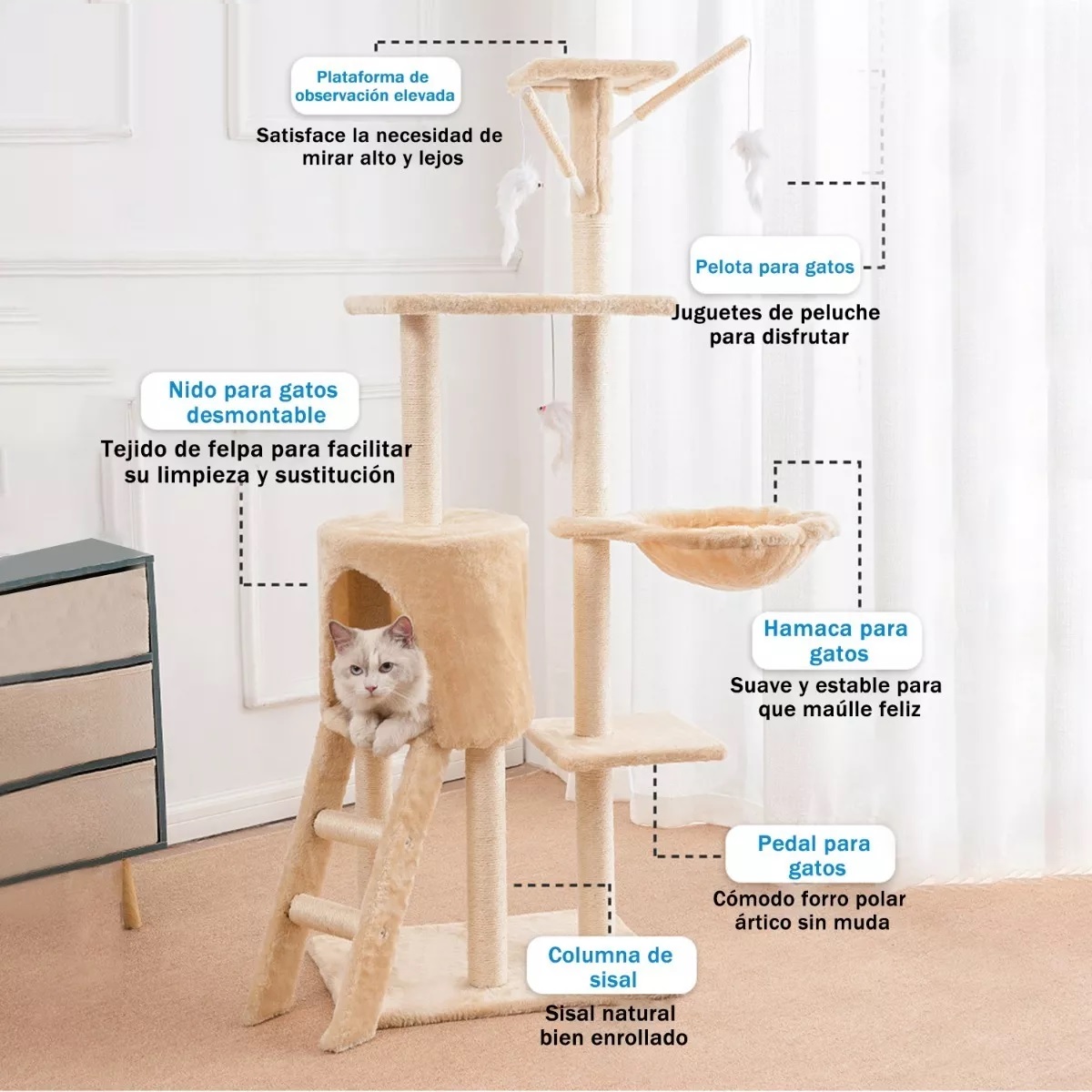  Rascaderos Arbol Torre Para Gatos De Sisal 138cm