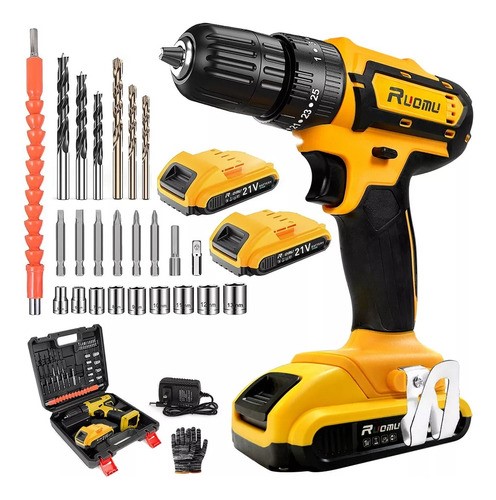 Taladro Destornillador Inalámbrico Kit De Taladros Impacto Color AMARILLO