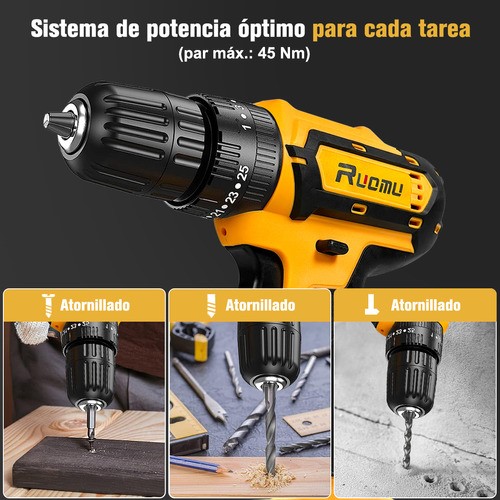 Taladro Destornillador Inalámbrico Kit De Taladros Impacto Color AMARILLO