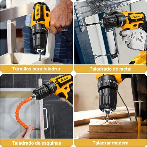 Taladro Destornillador Inalámbrico Kit De Taladros Impacto Color AMARILLO