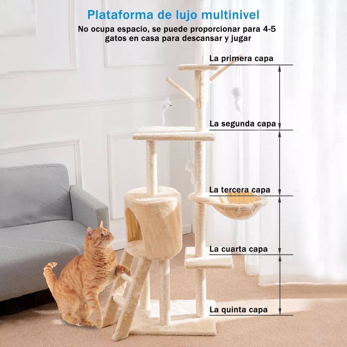 Rascaderos Arbol Torre Para Gatos De Sisal 138cm