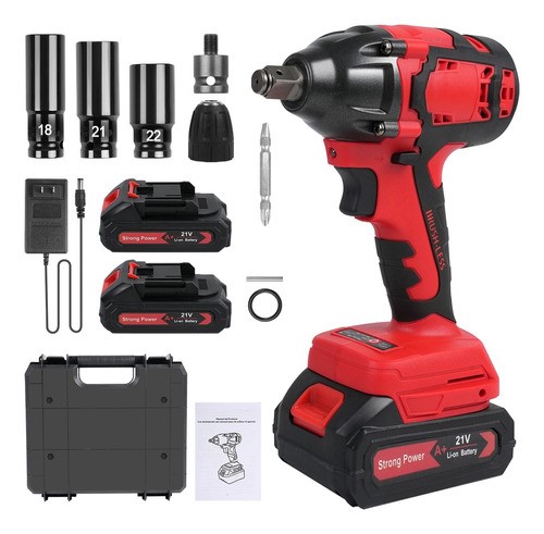Llave De Impacto Inalámbrica Pistola Inpacto Eléctrica2pilas ROJO
