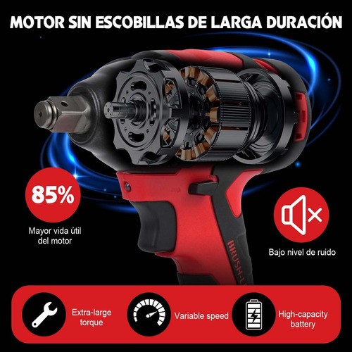 Llave De Impacto Inalámbrica Pistola Inpacto Eléctrica2pilas ROJO