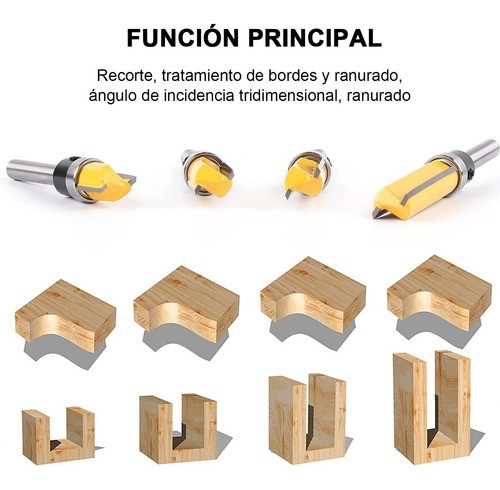 Brocas Rectas Perfiladoras Con Balero Atrás 4 Piezas
