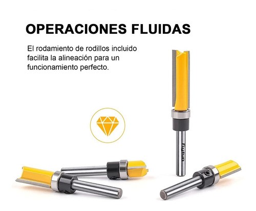 Brocas Rectas Perfiladoras Con Balero Atrás 4 Piezas