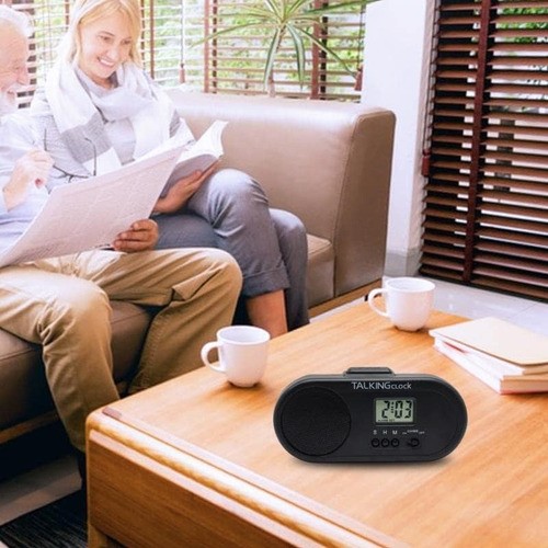 Reloj Despertador Parlante Hora Con Voz Español Talking negro