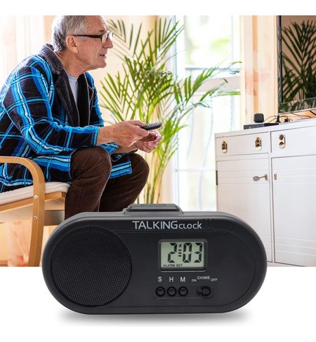 Reloj Despertador Parlante Hora Con Voz Español Talking negro