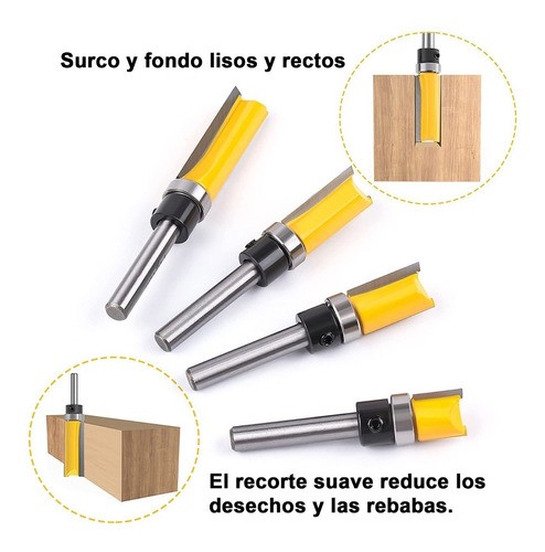 Brocas Rectas Perfiladoras Con Balero Atrás 4 Piezas