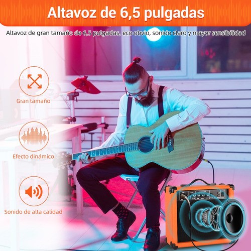 Amplificador Para Guitarra Y Bajo Electrico 15w Doble Canal naranja