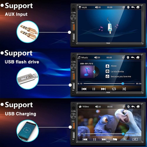 Estéreo Auto 7in Mirrorlink 7020 Con Cámara Bt 2 Usb