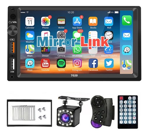 Estéreo Auto 7in Mirrorlink 7020 Con Cámara Bt 2 Usb