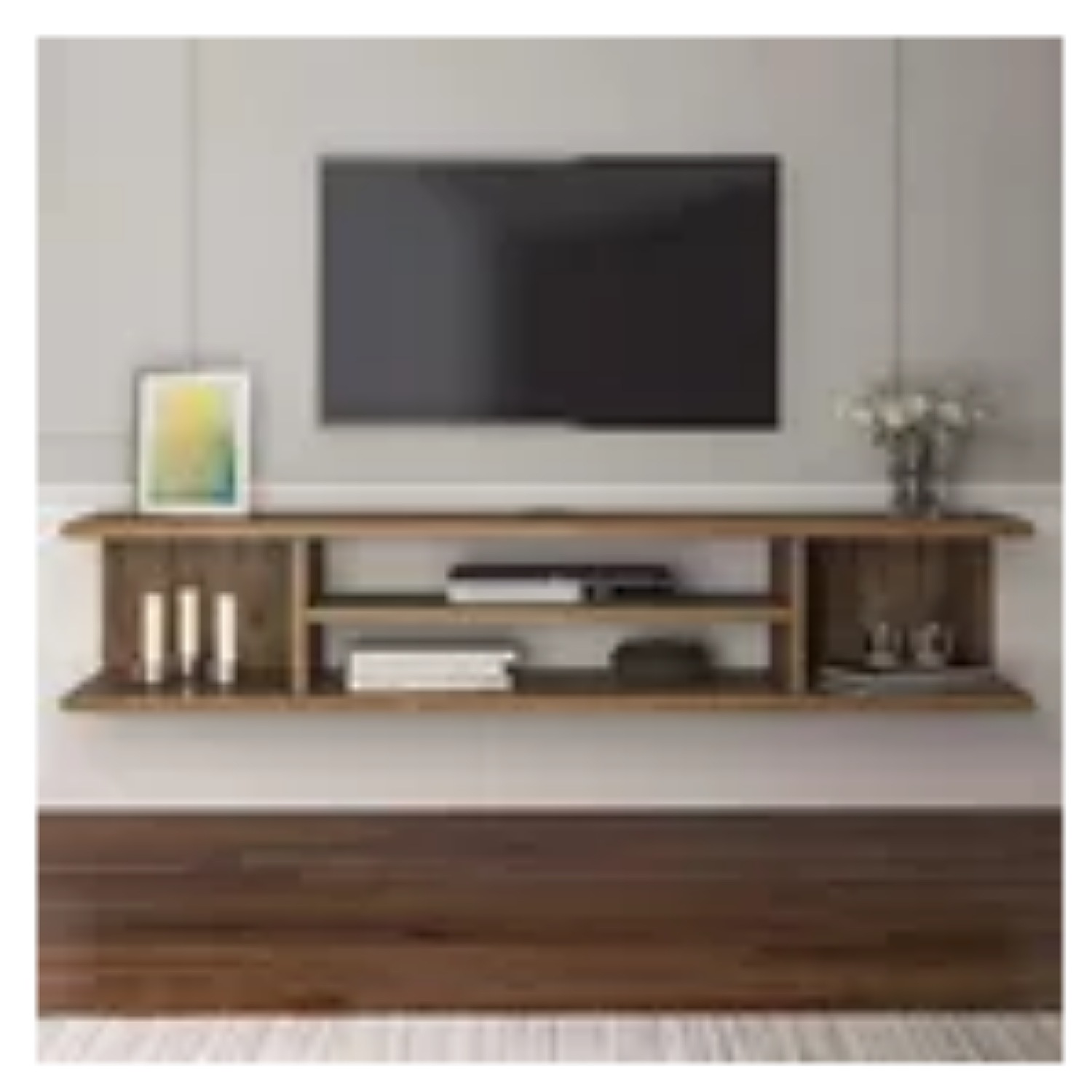 Repisa Flotante O Mesa Tv Moderna Nogal 120cm Des Moderno