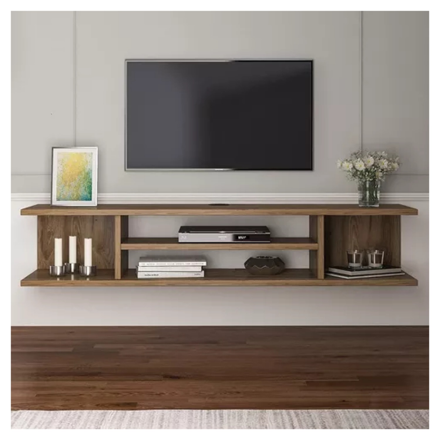 Repisa Flotante O Mesa Tv Moderna Nogal 120cm Des Moderno