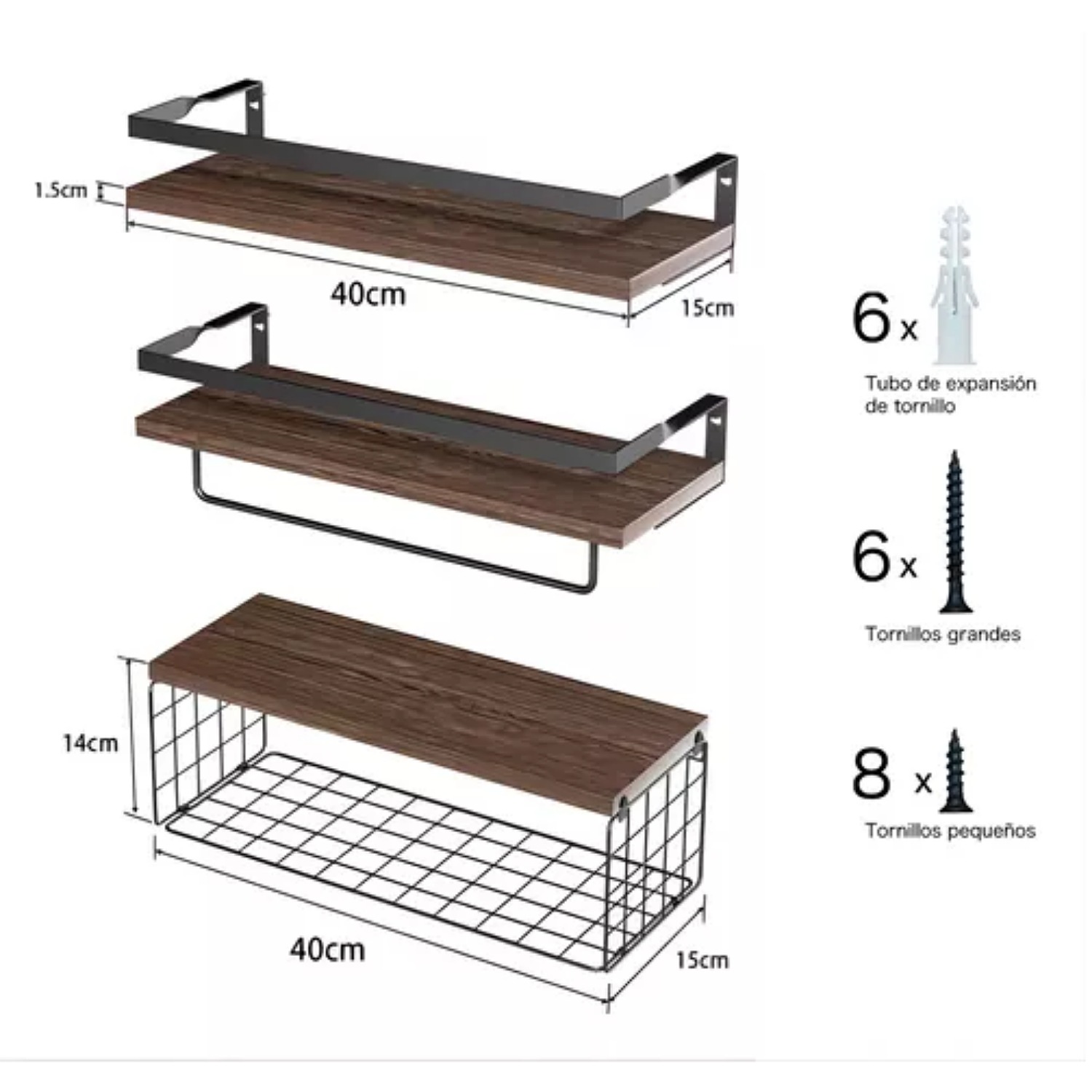 Repisas Flotantes Estantes De Madera Para Dormitorio Baño