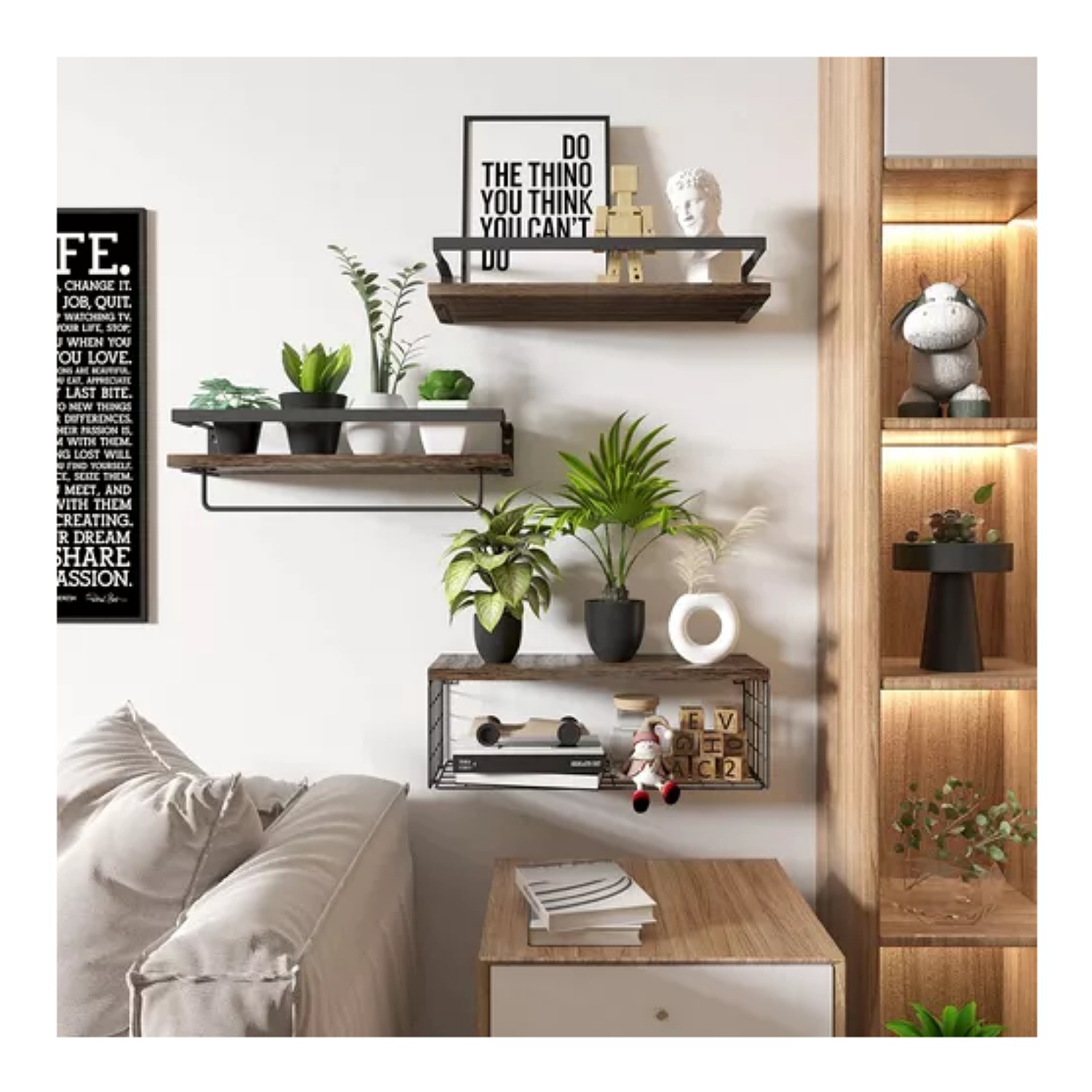 Repisas Flotantes Estantes De Madera Para Dormitorio Baño