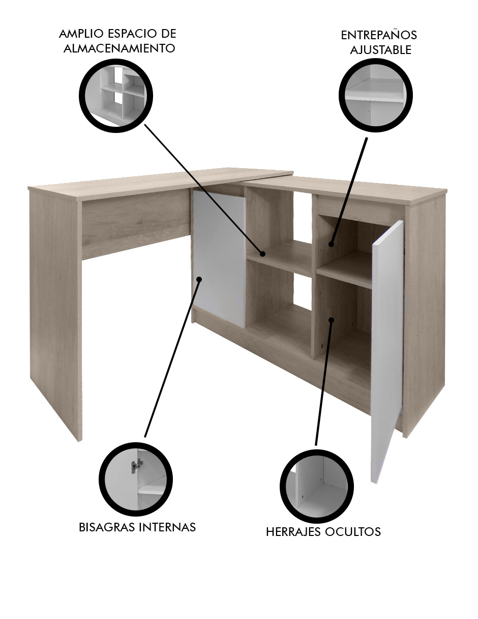 Escritorio En L Para Computadora Minimalista SIENA