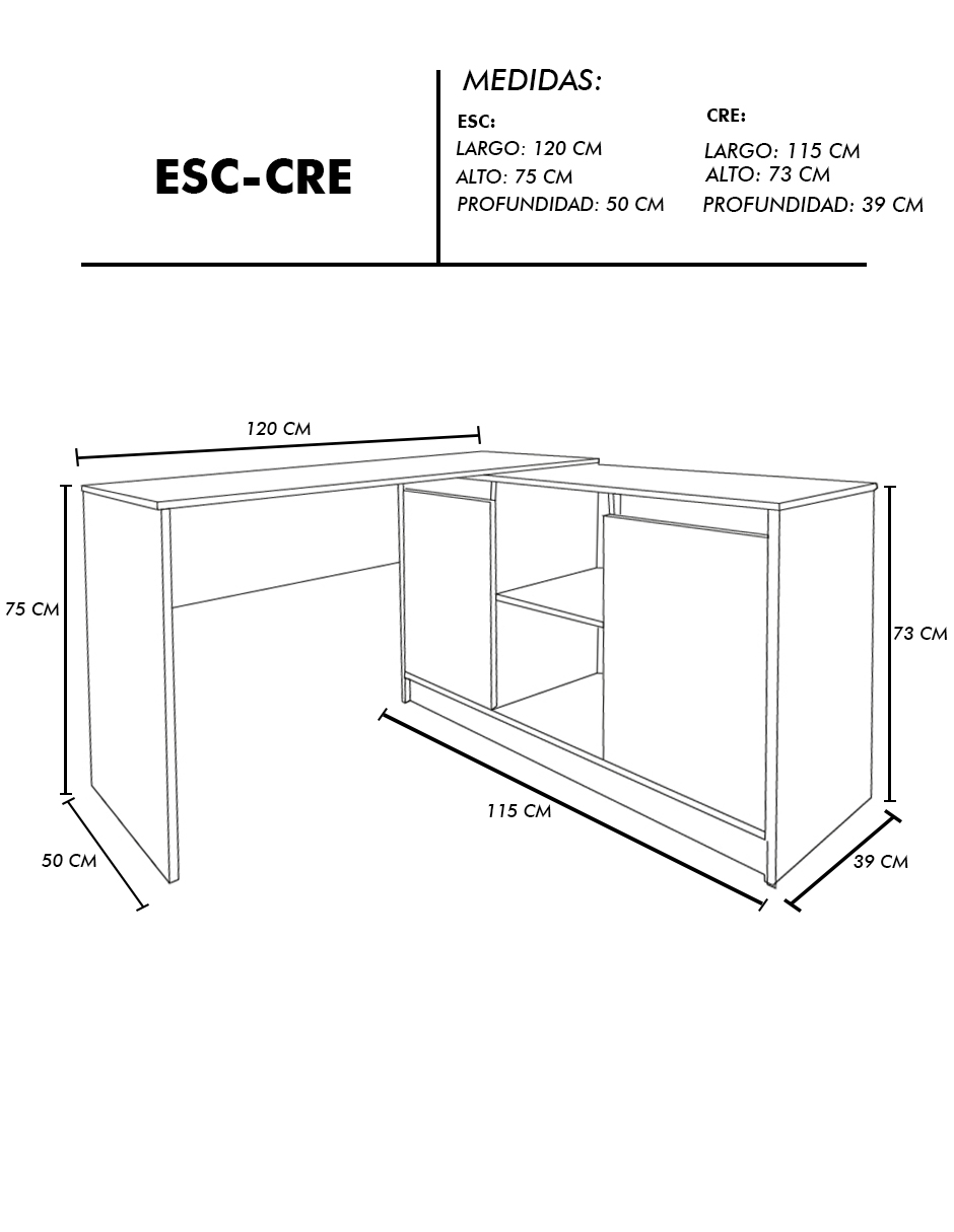 Escritorio En L Para Computadora Minimalista SIENA