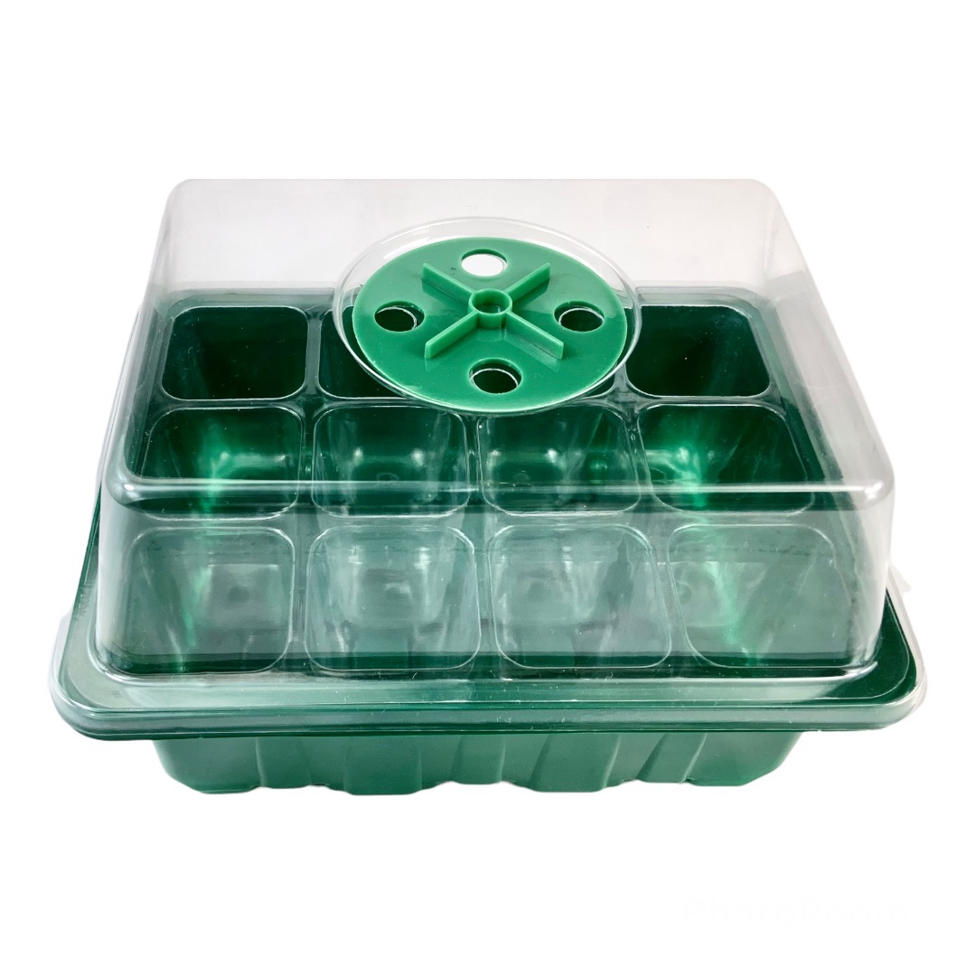 3pz, Germinador, Mini Invernadero, 12 Cavidades con Domo, Color Verde