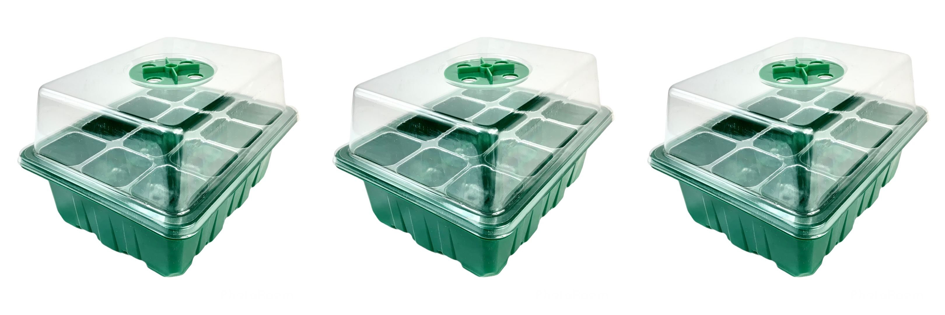 3pz, Germinador, Mini Invernadero, 12 Cavidades con Domo, Color Verde