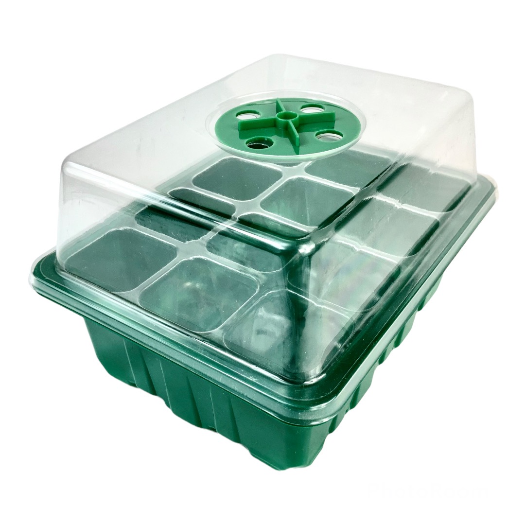 3pz, Germinador, Mini Invernadero, 12 Cavidades con Domo, Color Verde