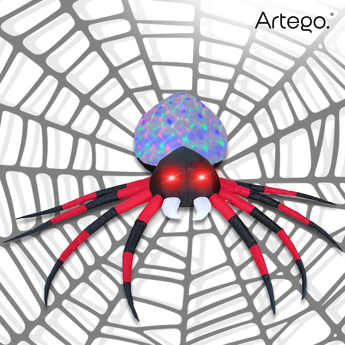Inflable Halloween araña spider Roja ojos led + multiled - 2.2m