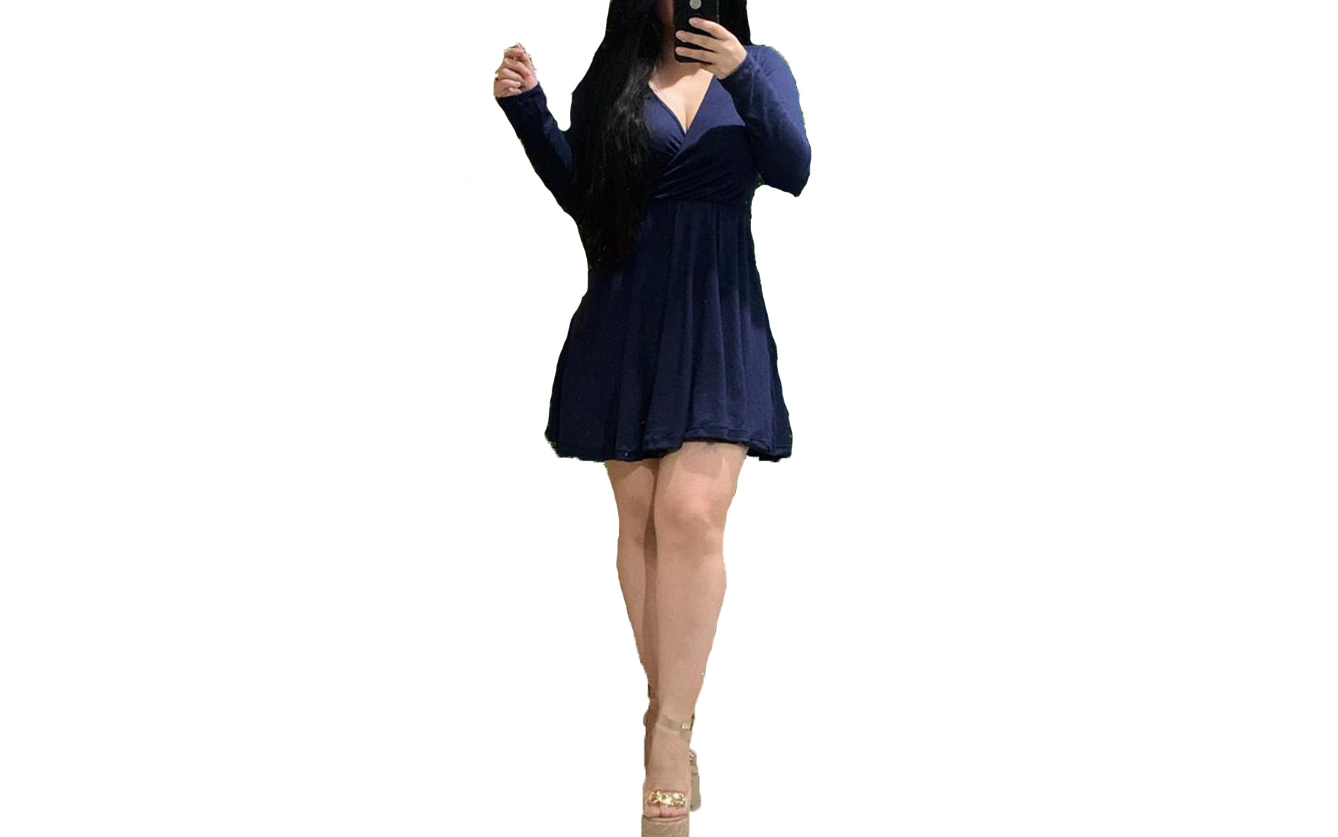 Vestido Corto Con Escote en V Comodo 