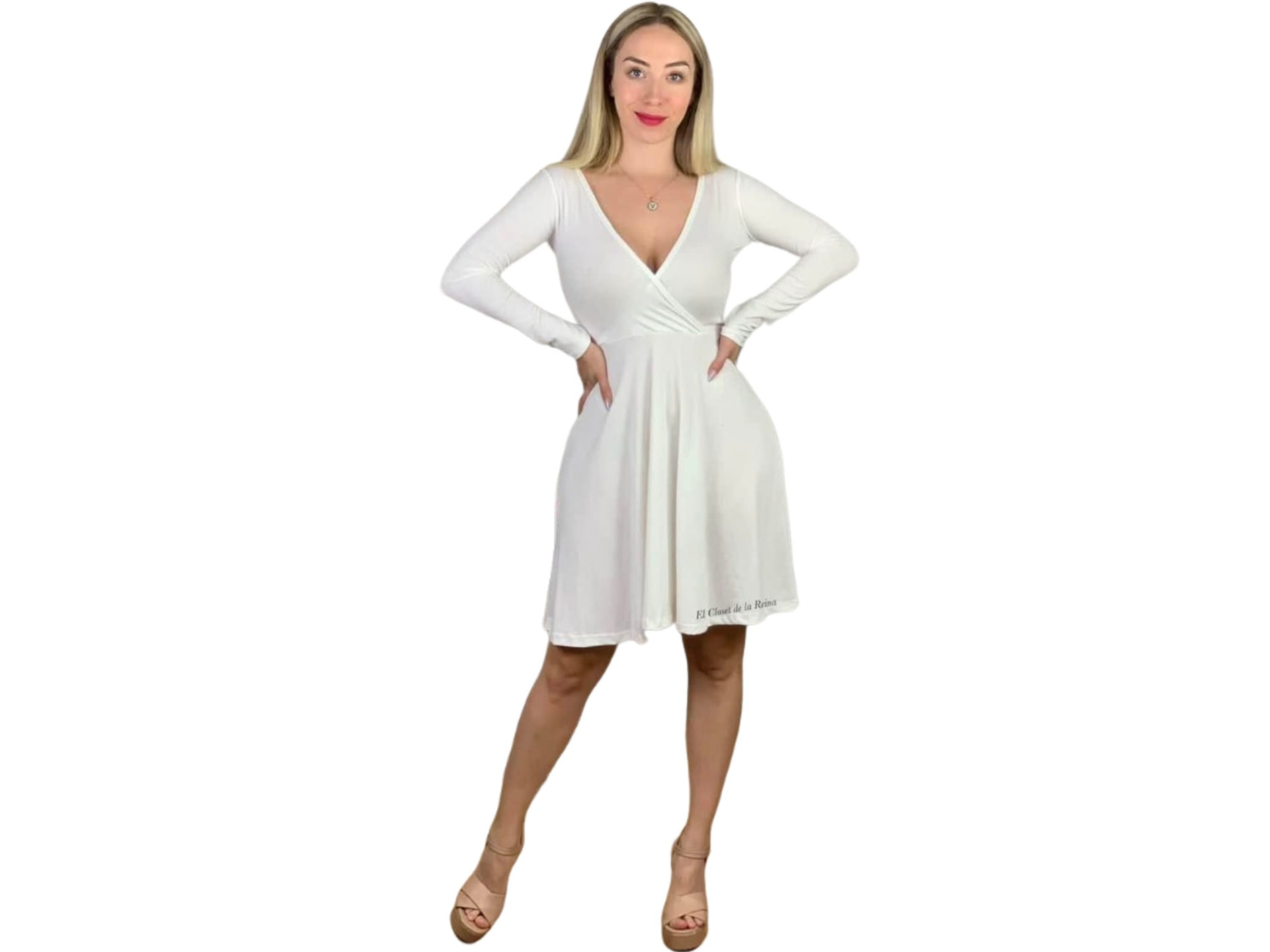 Vestido Corto Con Escote en V Comodo 
