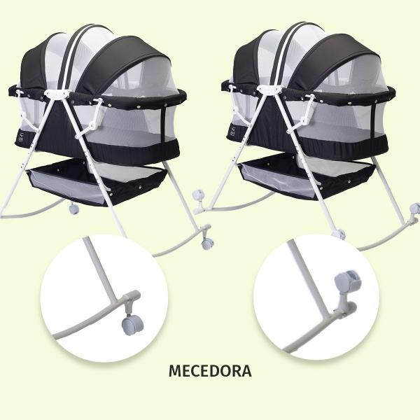 Cuna Moisés Para Bebé Aeiou P759 Bambineto Plegable Con Base Negro