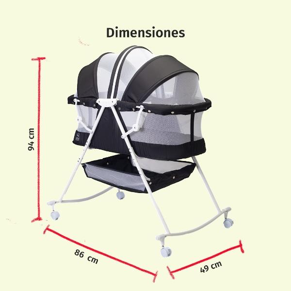 Cuna Moisés Para Bebé Aeiou P759 Bambineto Plegable Con Base Negro