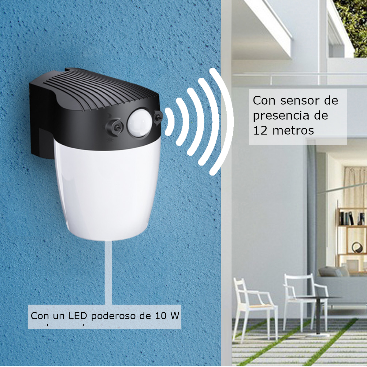 Lámpara de LED con Sensor de Presencia Luz Fría Sunleaf
