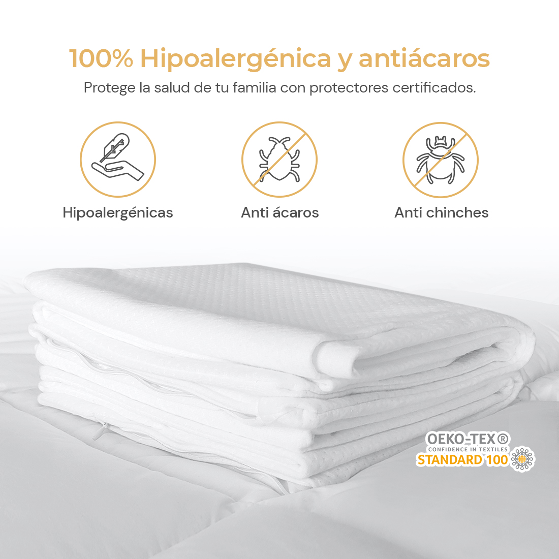 4 Fundas De Almohadas Impermeable King Size Ultrafit 52x92cm