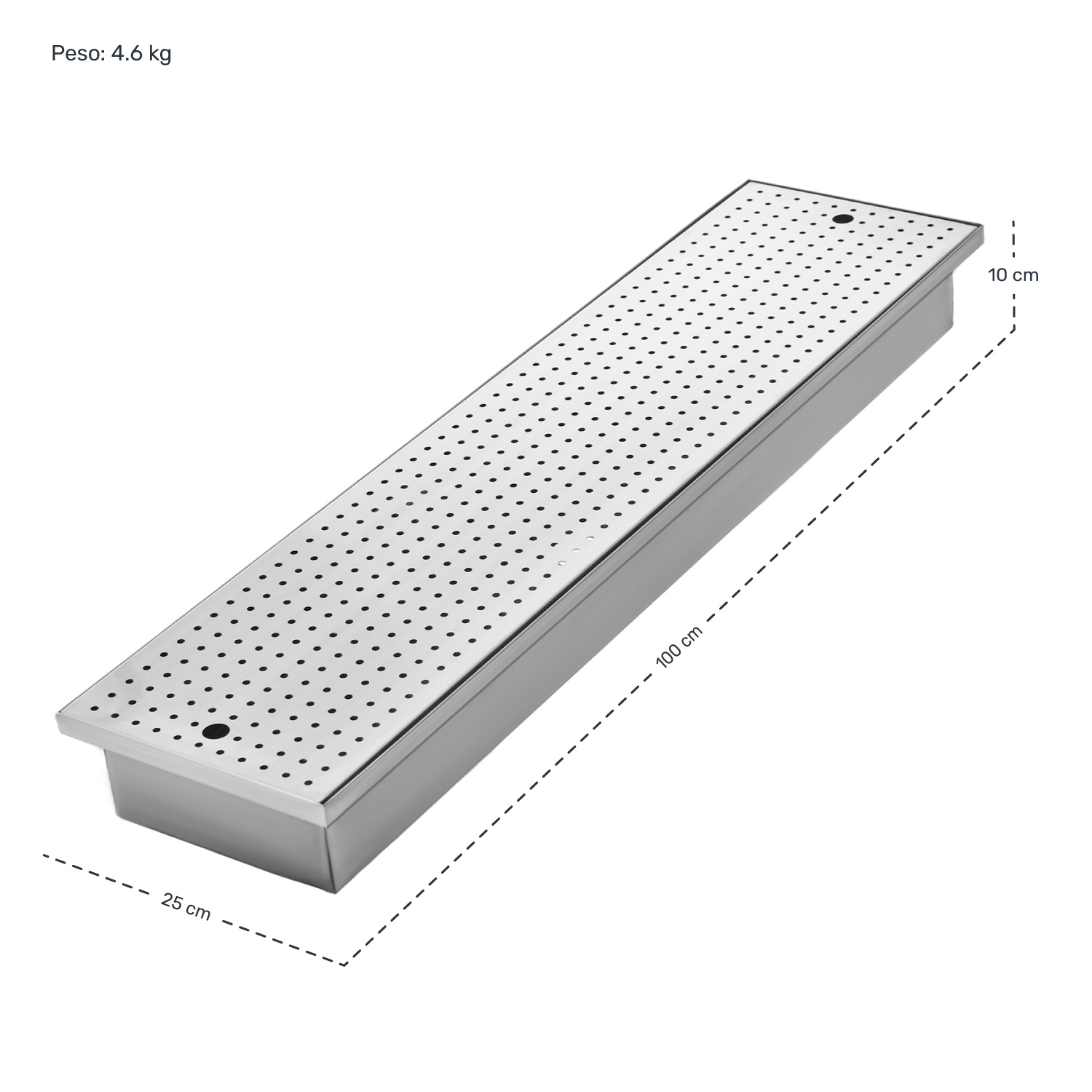 Rejilla Piso Coladera Lineal Acero Inox Universal 100x25