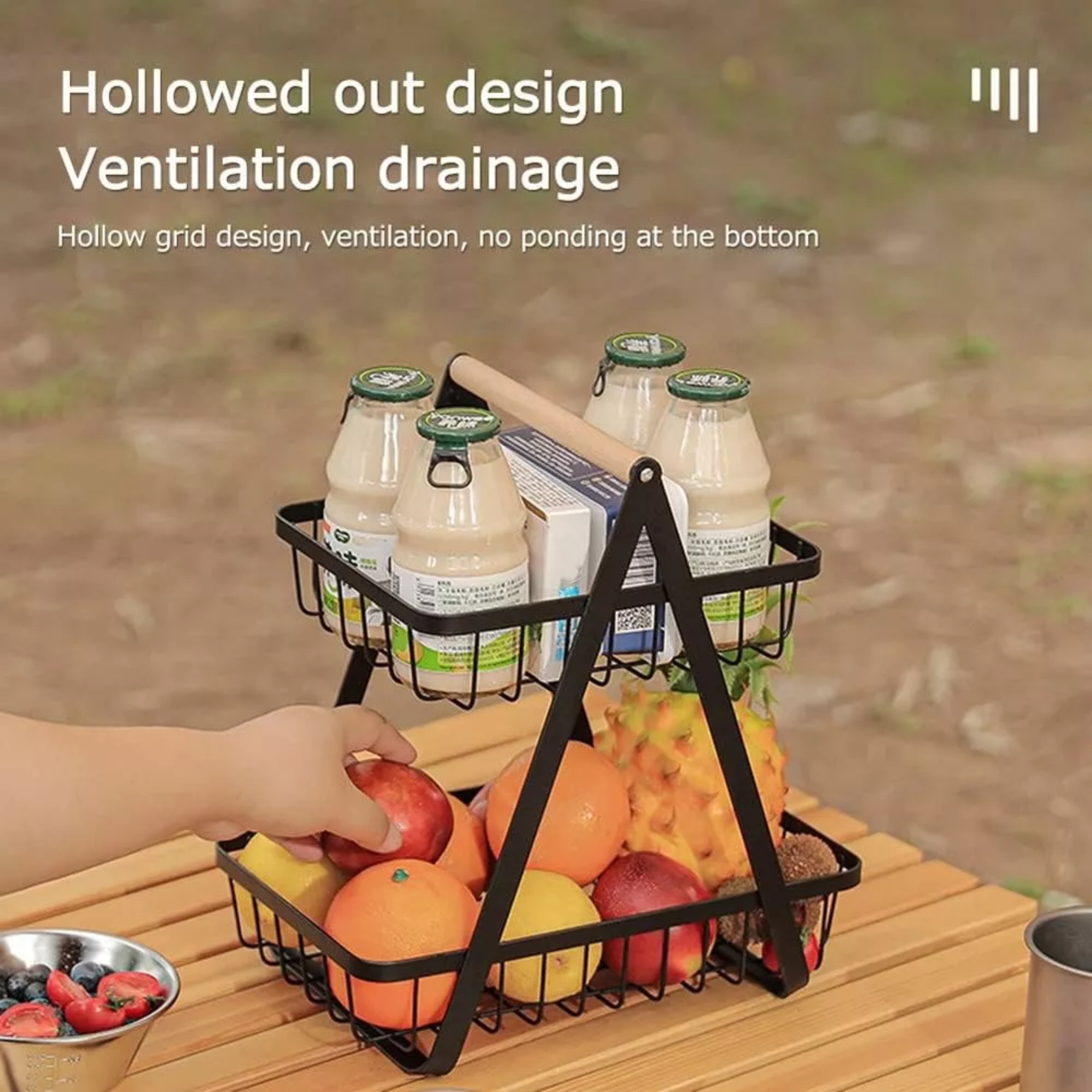 Frutero Cesta De Cocina Organizador Fruta Pan 2 Niveles Rack
