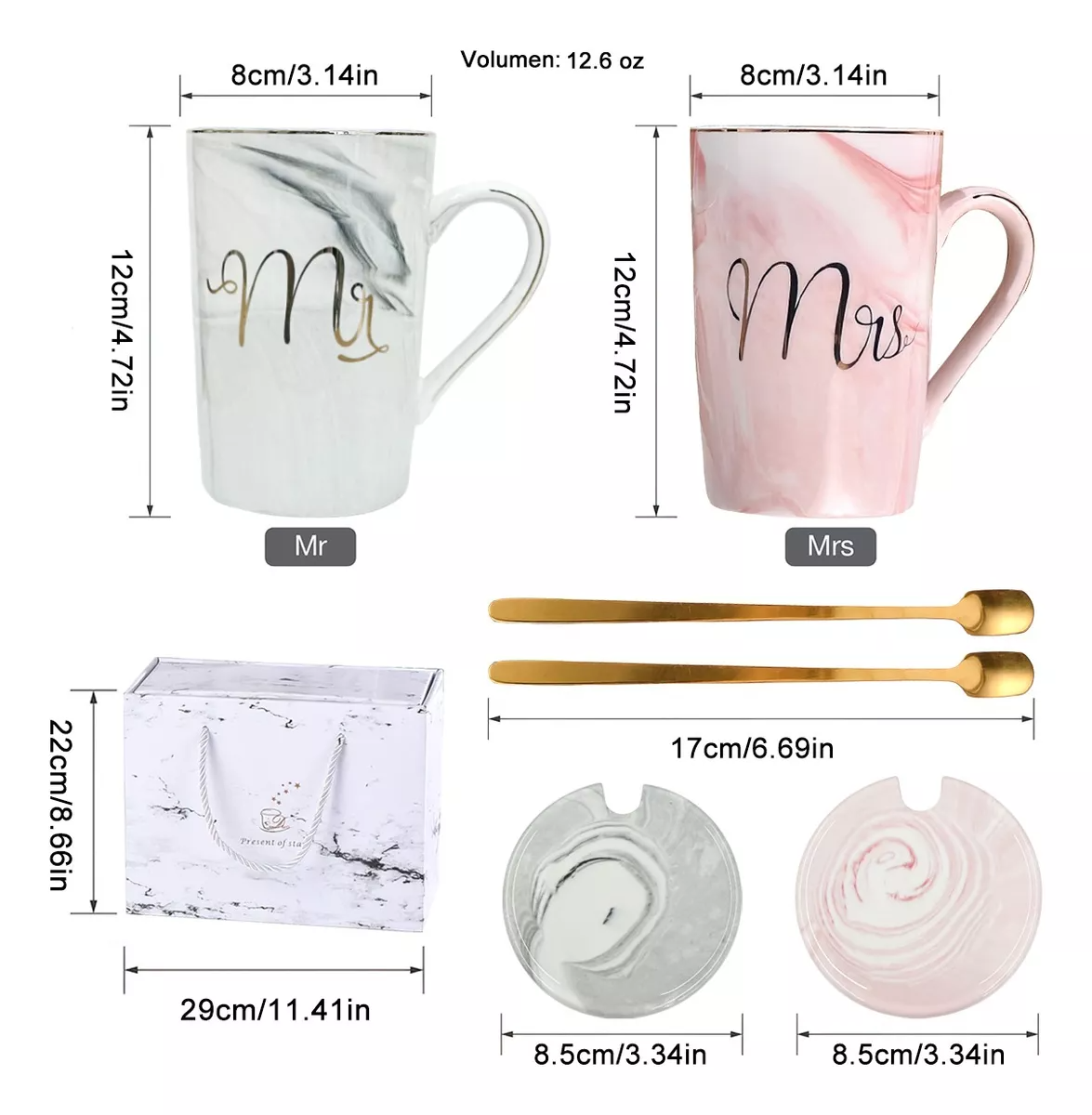Juego Tazas Para Cafe Regalos De Pareja Mug Caja Para Regalo