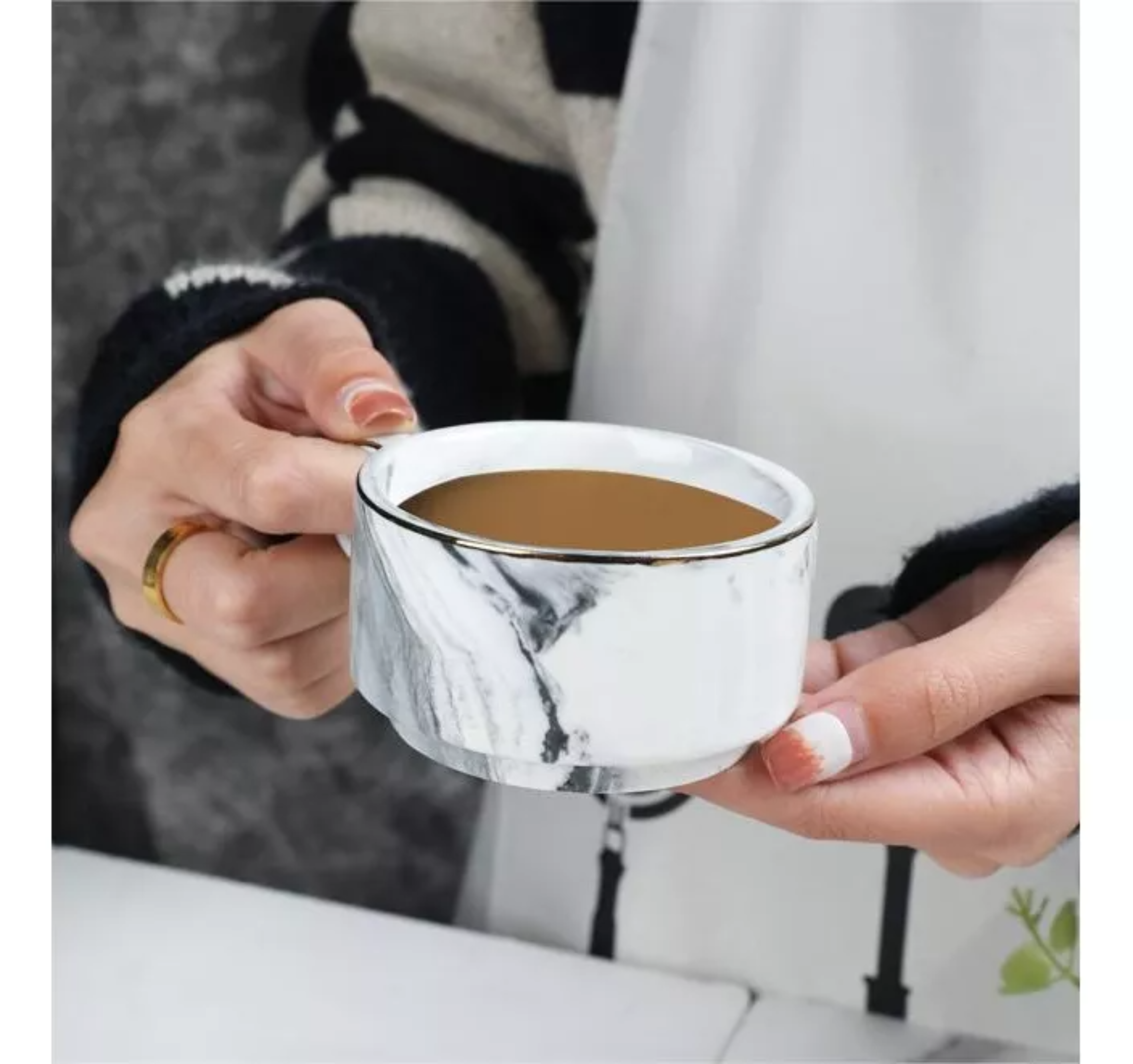 Juego De Tazas De Expreso Con Base De Metal, 6 Piezas