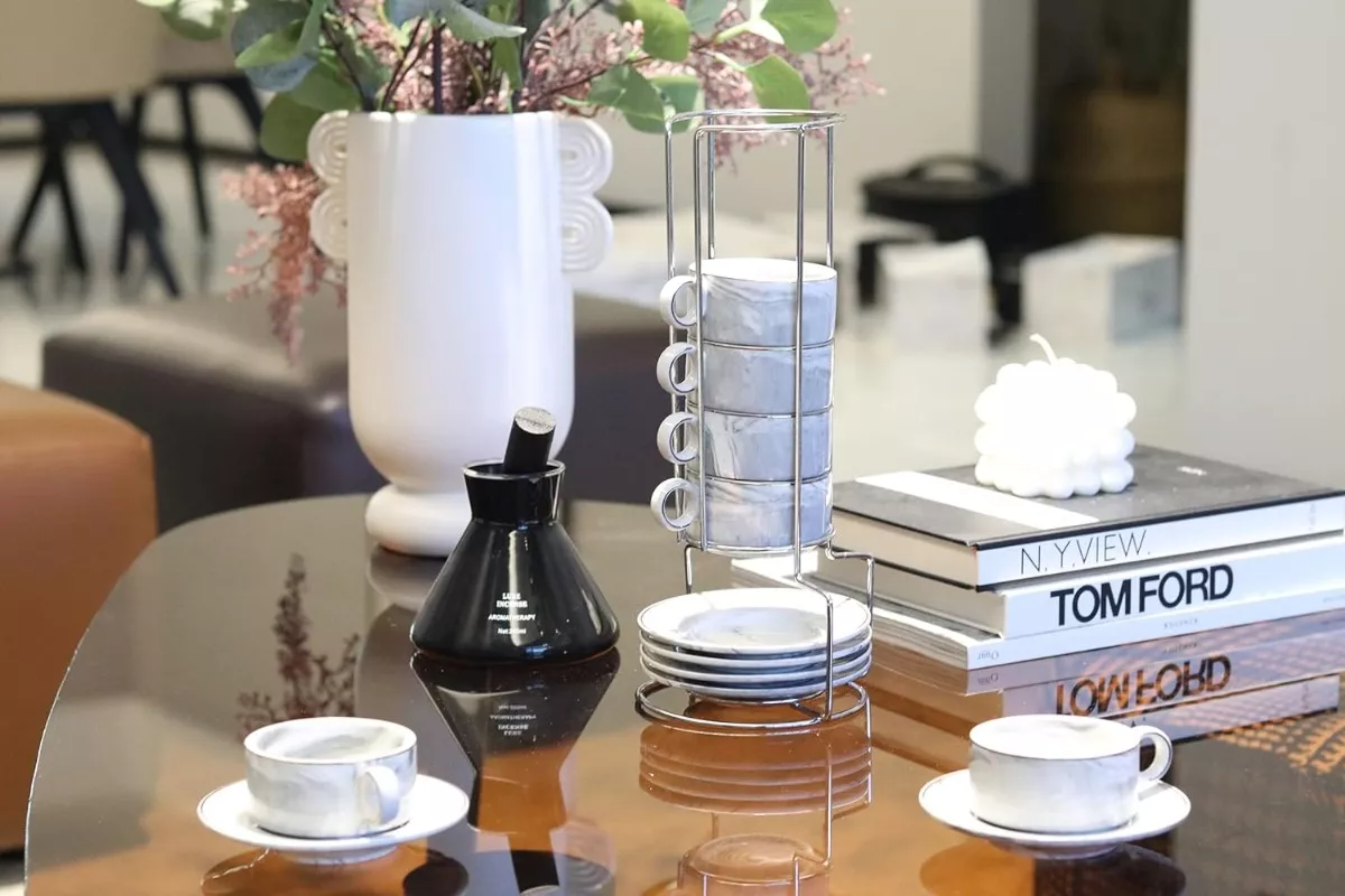 Juego De Tazas De Expreso Con Base De Metal, 6 Piezas