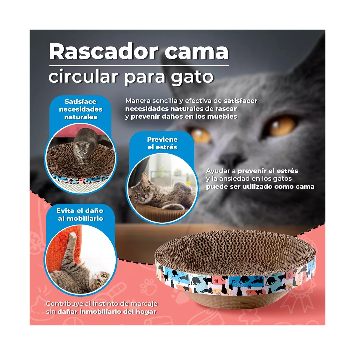 Rascador Para Gato Rascador Cama Circular 30 Cm