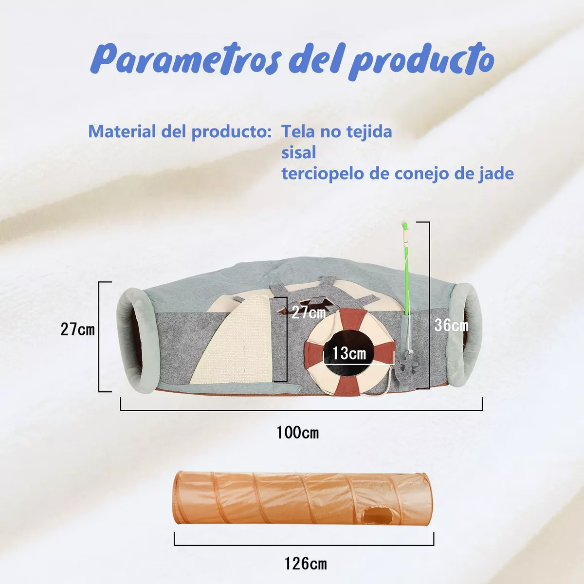 Juguete Túnel De Gato Mascotas Cama Cojin Para Dormir