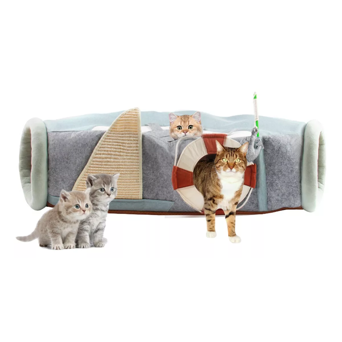 Juguete Túnel De Gato Mascotas Cama Cojin Para Dormir