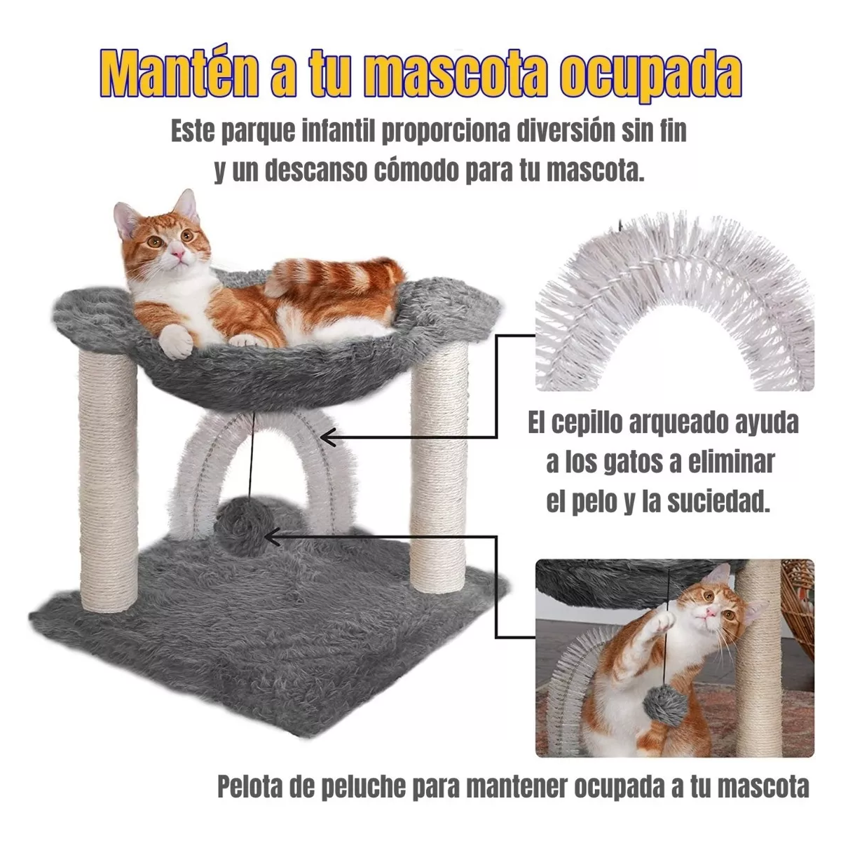 Mueble / Árbol Para Gatos, Hamaca De Felpa, Rascador Gatos